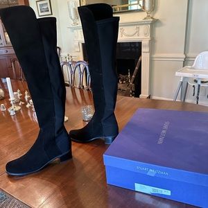 Stuart Weitzman over the knee black suede boots